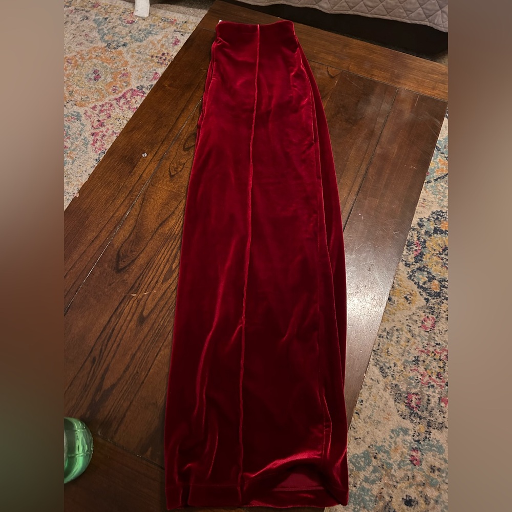 HALARA Rich Red Velvet Wide Leg Pants